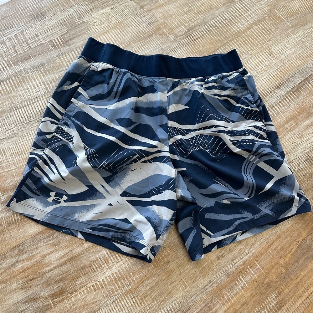Under Armour Blue Camouflage Athletic Running Shorts